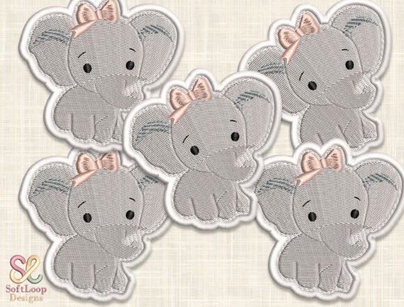 Adorable GIRL ELEPHANT Patch Embroidery Design