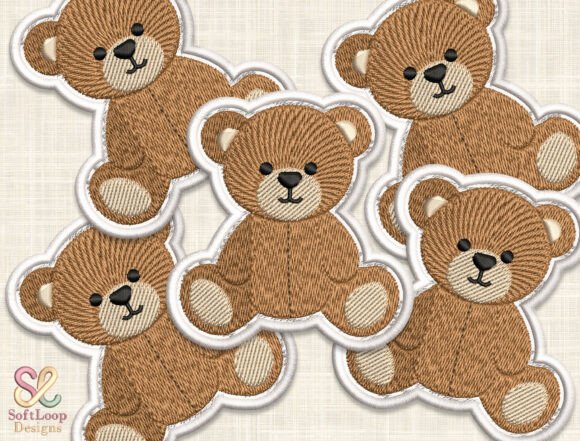 Adorable TEDDY BEAR Patch Embroidery Design