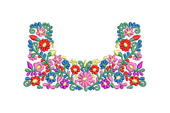 Colorful Bright Flowers: A Vibrant Embroidery Design