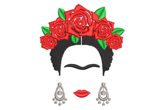 Elegant Woman with Roses: A Versatile Embroidery Design