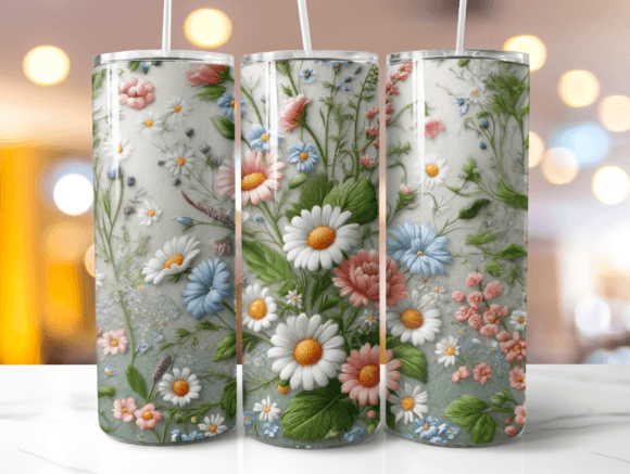 Exploring 3D Embroidery Wild Floral Tumbler Wrap