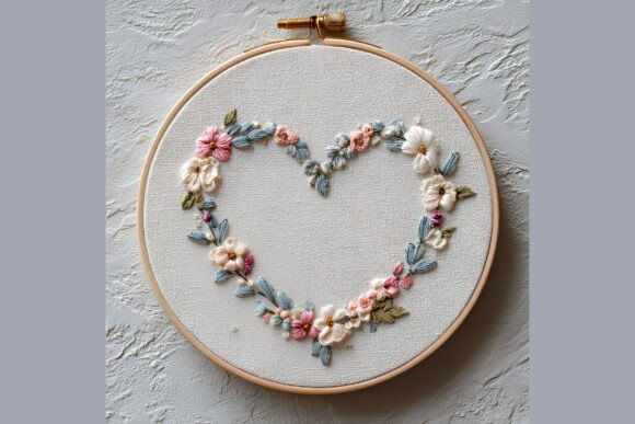 Heart Floral Wreath Embroidery Pattern Review