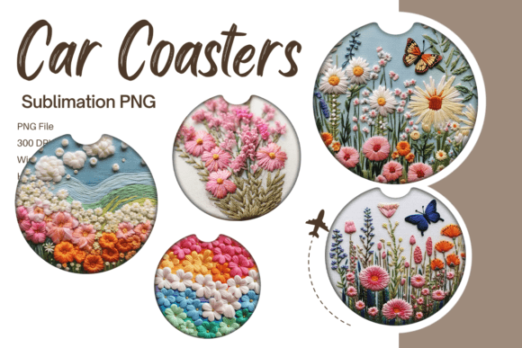 Review: 3D Flower Embroidery Car Coaster Set PNG