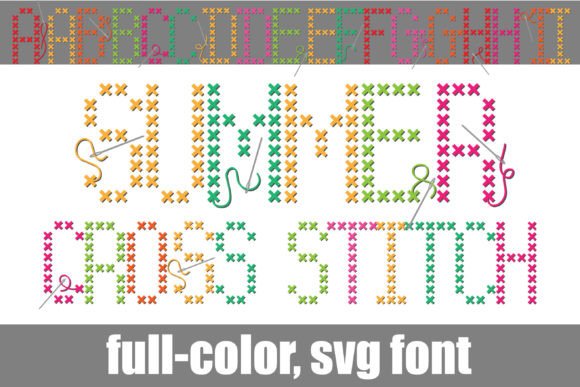 Summer Cross Stitch: A Vibrant Font for Etsy Sellers