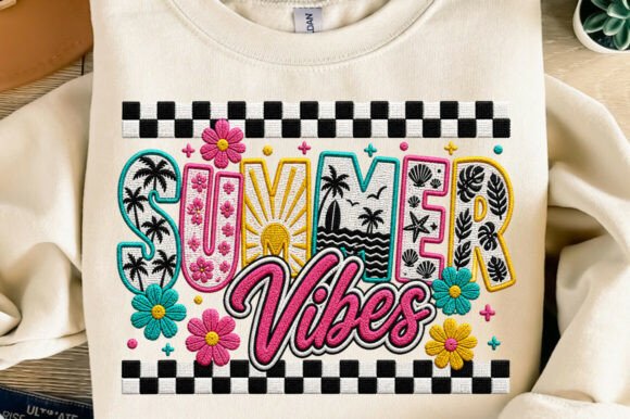 Summer Vibes Faux Embroidery PNG: A Versatile Design